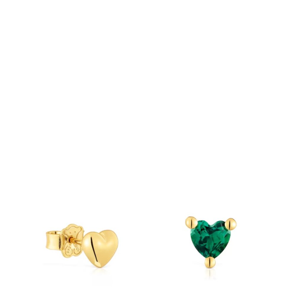 Tous Gold Plating over Silver Earrings with lab-grown Emerald Garden of Love LGG